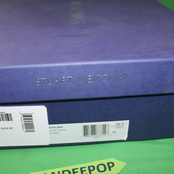 Stuart Weitzman Taglia Highland Black Suede High Heel Boots WL59653 Women's 6 - Picture 9 of 10